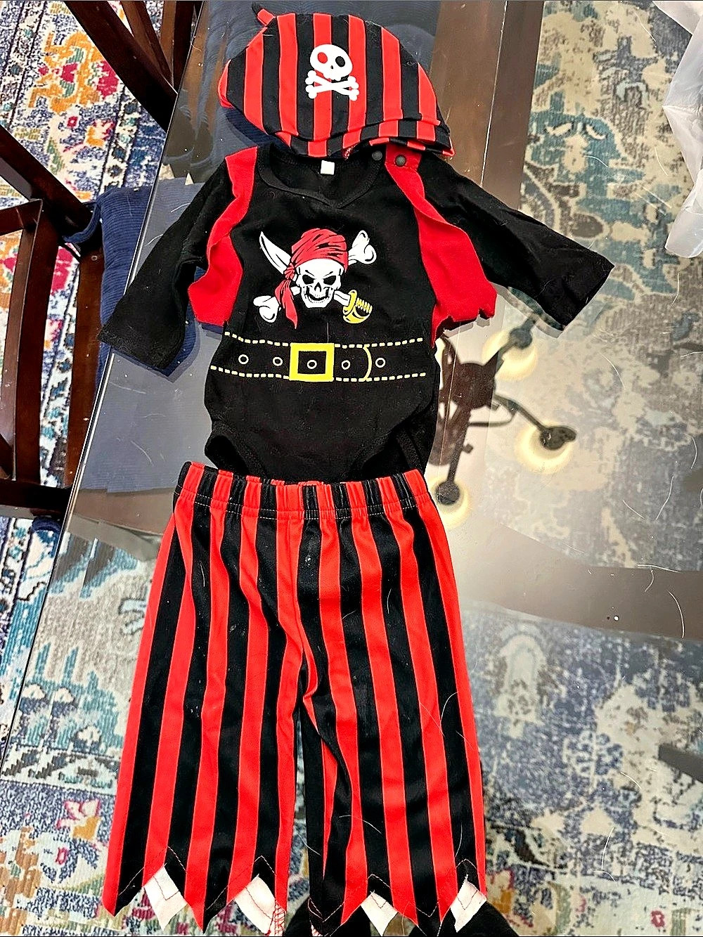 Kids Pirate Halloween Costume in Black & Red
